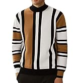 GRACE KARIN Mens Sweater Turtleneck Striped Pullover Fashion Christmas Sweater
