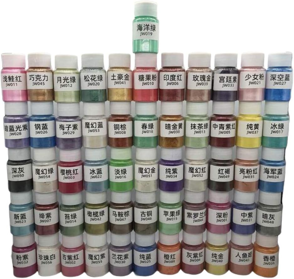 KINTRADE 56Bottles/Set Cosmetic Grade Pearlescent Mica Powder Epoxy Resin Dye Pearl Pigment DIY Jewelry Crafts Making Accessories