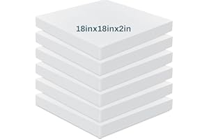 Frienda 6 Pack 2" X 18" X 18" Upholstery High Density Foam Cushion White Square Seat Replacement Cushion or Commercial Use Stuffing Craft Foam Couch Chair Padding DIY Projects