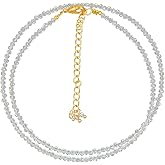 NJCRAFT Natural Gemstone Faceted Beaded Necklace for Woman| Gold Plated Gem-stone Necklace | Beads 2–3 mm | Adjustable Chain 16+2 Inch