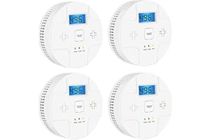 ARIKON 4 Pack Combination Smoke and Carbon Monoxide Detector Battery Operated, Portable Smoke and Co Alarm for Home Bedroom Travel White 4-Pack