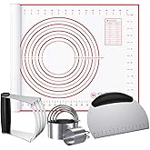 Frapkom Biscuit Cutter, Silicone Pastry Dough Baking Mat Set, Baking Tools and Accessories Kit (4 Pcs/Set)