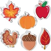 JOB JOL Cookie Cutters 6 PCS, Fall Thanksgiving Cookie Cutters, 3'' to 3.6'', Pumpkin, Leaf, Apple, Turkey, Acorn