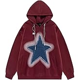 Chmnigma Star Hoodies for Women Men Graphic Zip Up Goth Gothic Hoodie Sweatshirt Patchwork Hoodie Fashion Top