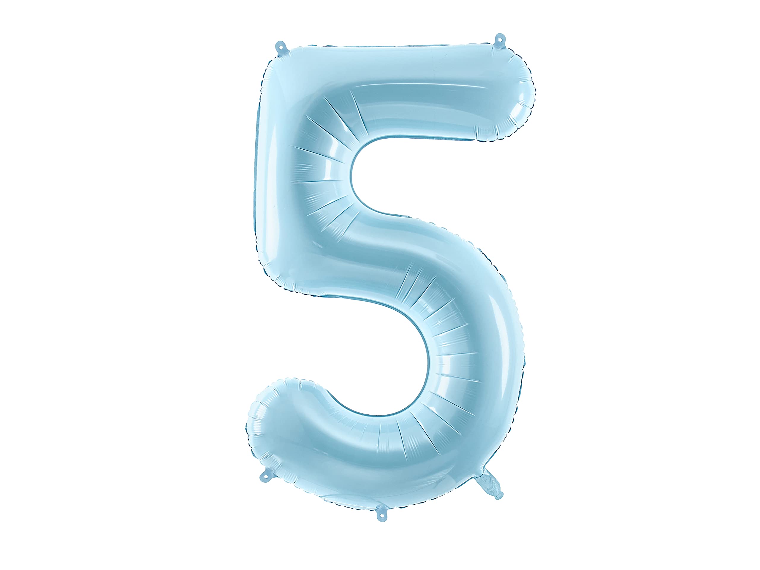 PartyDeco Foil Balloon Number 5 Inches in Light Blue 86 cm