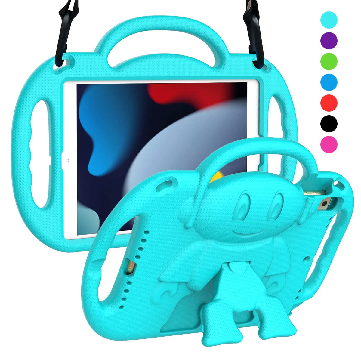 Photo 1 of **NO Shoulder Strap** HandleSUPLIK Kids Case for iPad 9th/8th/7th Generation (10.2 inch, 2021/2020/2019), iPad 10.2" Kidproof Case with Stand for Apple iPad 7/8/9 Gen, Cyan