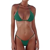 XUNYU Thong Bikini Sets for Women - Brazilian Micro String Bikinis Sexy Two Piece Swimsuit Triangle Top Halter Bathing Suits
