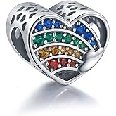 Eternalll Jewellery I Love You Forever Charms Mother Charm Necklace Pendant 925 Sterling Silver Family Charms for Bracelets Women DIY Christmas for Mom (Rainbow Charm Beads)