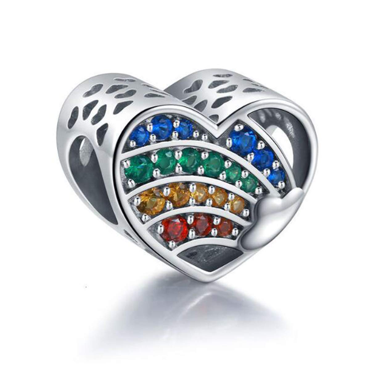 YASHUO Jewellery I Love You Forever Mother and Daughter Charm Necklace Pendant 925 Sterling Silver Family Charms for Bracelets Women Diy Jewellery for Mom Daughter (Rainbow Charm Beads)