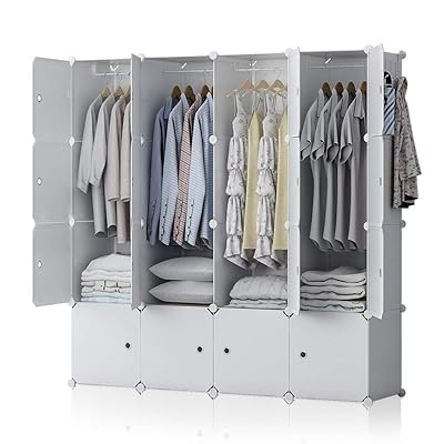 Buy Yozo Armoire Wardrobe Portable Closet Plastic Dresser Organizer Pantry Cube Storage Customizable Cabinet For Bedroom 16 Cubes Depth 18 Inches White Online In Germany B08vrzvqd4