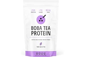 BOBA TEA PROTEIN Taro Milk Tea | 25g Grass-Fed Whey Protein Isolate Powder | Gluten-Free & Soy-Free Bubble Tea Protein Drink | Real Ingredients & Lactose-Free Protein Drink | 19 Servings