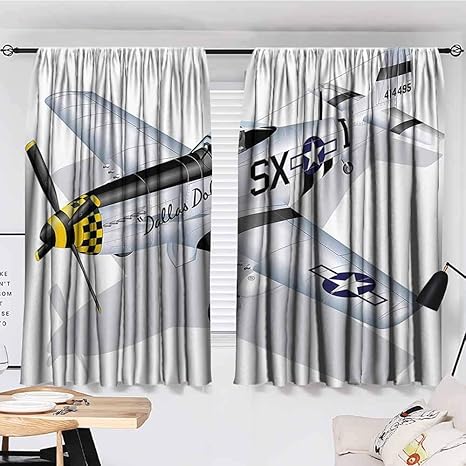 Amazon Com Blackout Curtains Vintage Airplane P 51 Dallas Doll