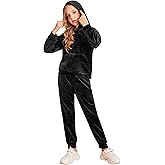 Arshiner Girls Velour 2 Pieces Tracksuits Outfits Athletic Hoodies Sweatshirts and Sweatpants Athletic Clothing Sets