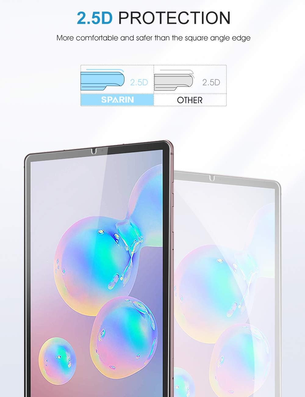 [3-Pack] SPARIN Tempered Glass Screen Protector Compatible with Galaxy Tab S6 / Tab S5e 10.5 inch with S Pen Compatible
