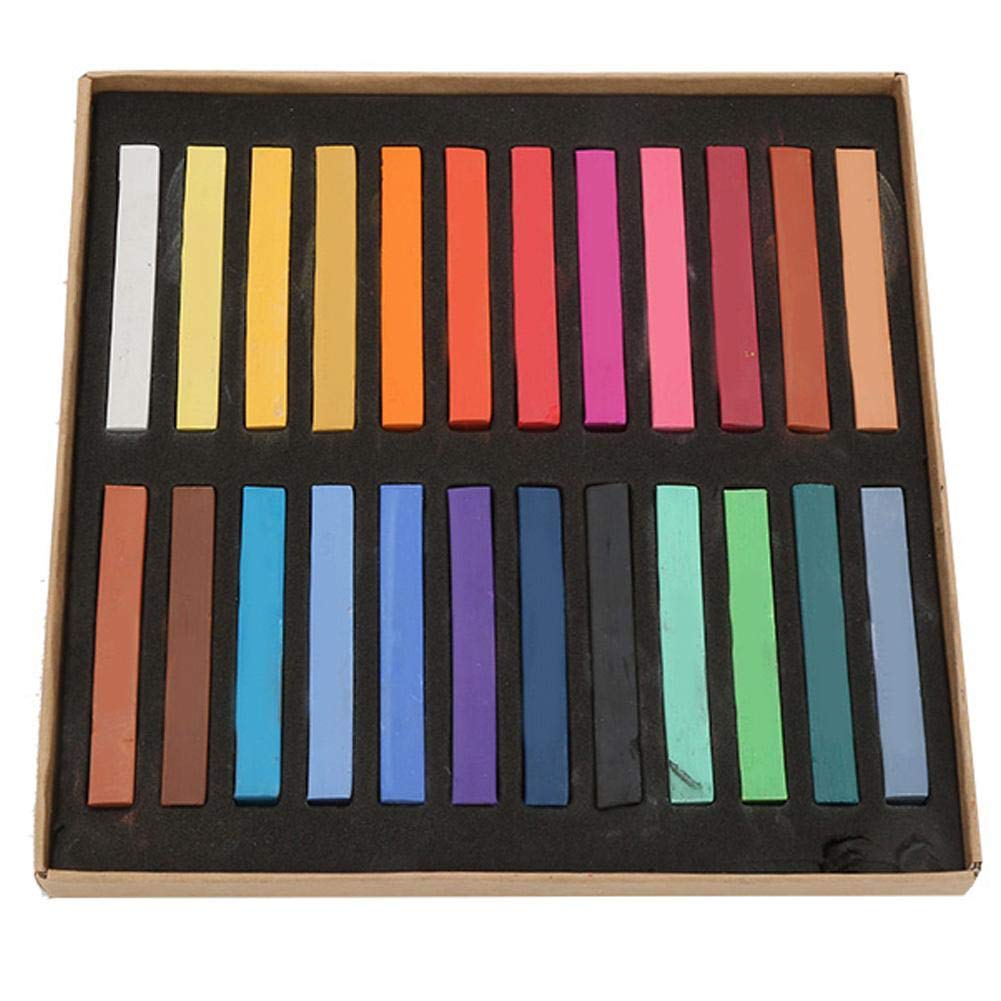 Square Pastels Chalks Square Artist Pastel SetNon Toxic, Box of 12/24/36/48 Assorted Colors(24Pcs), Soft Pastel Set School Supplies