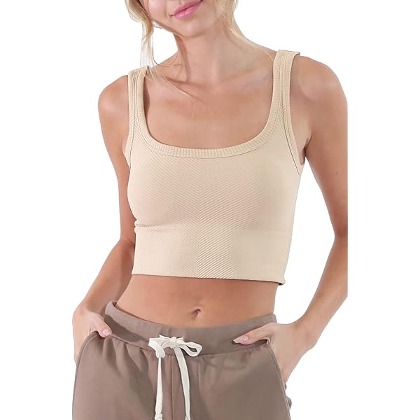 NIKIBIKI Women Seamless Plunge V-Neck Ribbed Crop Top, Made in
