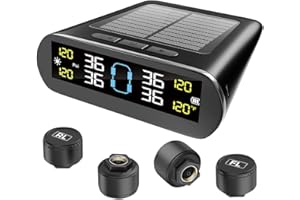 Mieaoll Tire Pressure Monitoring System, TPMS for RV with LED Color Display, Trailer TPMS with 4 Sensors & 6 Alarm Modes Real-Time Display, Tire Pressure Monitoring, for RV SUV MPV (0-87Psi)