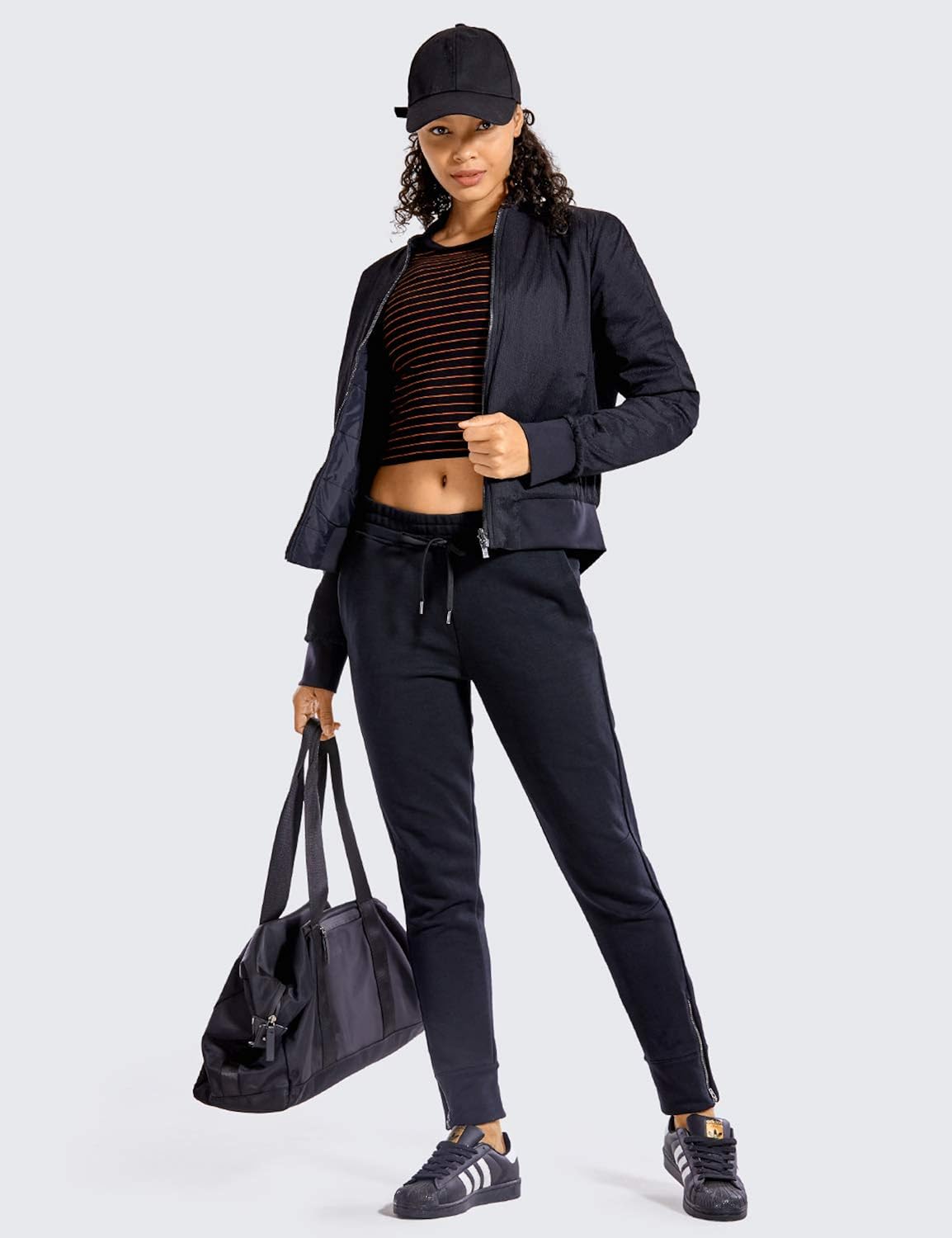 CRZ YOGA Women's Winter Flight Bomber Jackets Workout Full Zip Lightweight Warm Outerwear with Pockets: Clothing