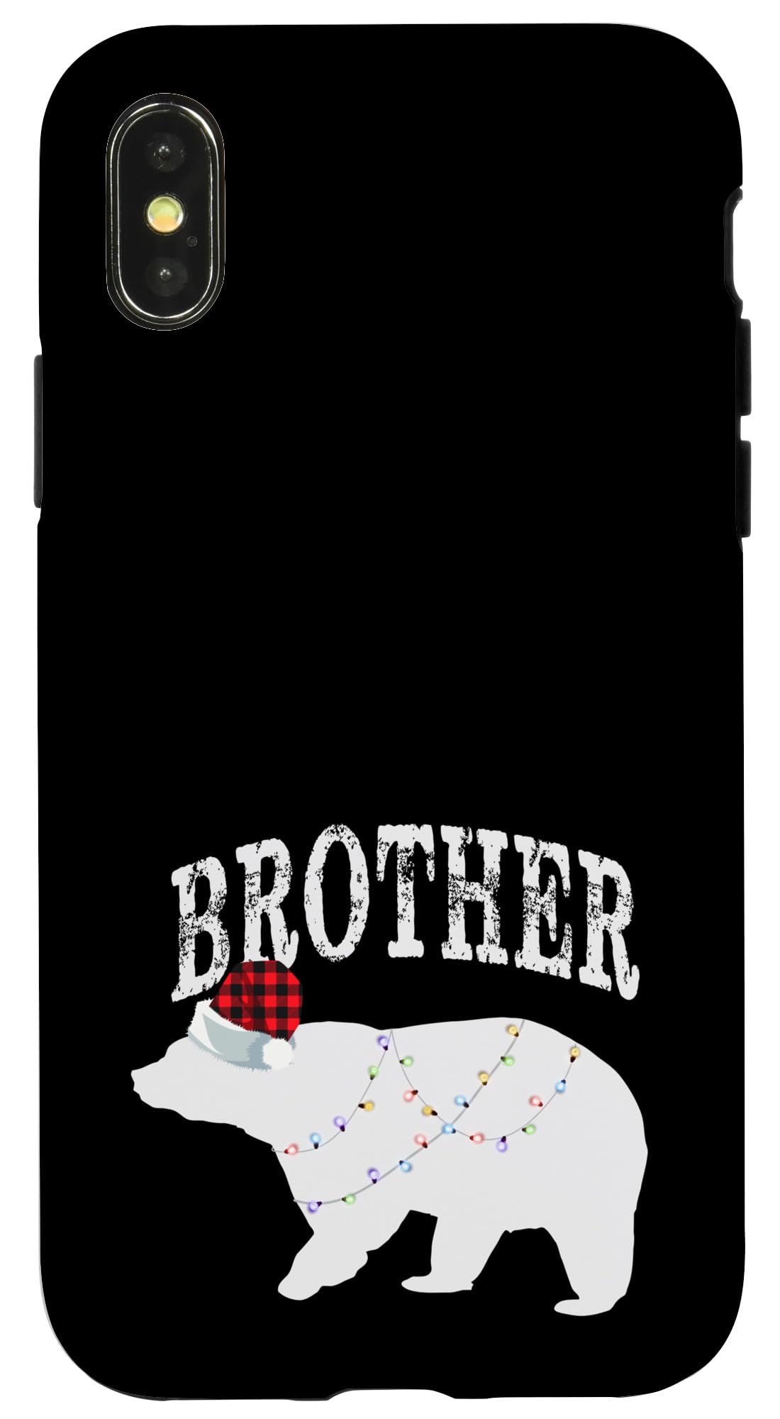iPhone X/XS BROTHER Bear Xmas Buffalo Plaid Light Matching Family Pajama Case