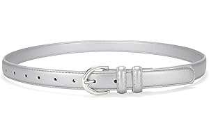 SANSTHS Women Leather Belt for Jeans Pants Fashion Ladies Skinny Belt for Dresses Thin Belt with Single Prong Buckle