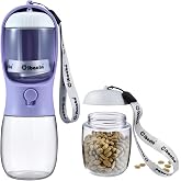 Cibaabo Dog Water Bottle Portable with Food Container &amp; Filter for Travel | Feeding &amp; Hydration | Travel Puppy Water Bowl | Portable Pet Dispenser | Girl Dog Accessories | for Hiking Camping Beach