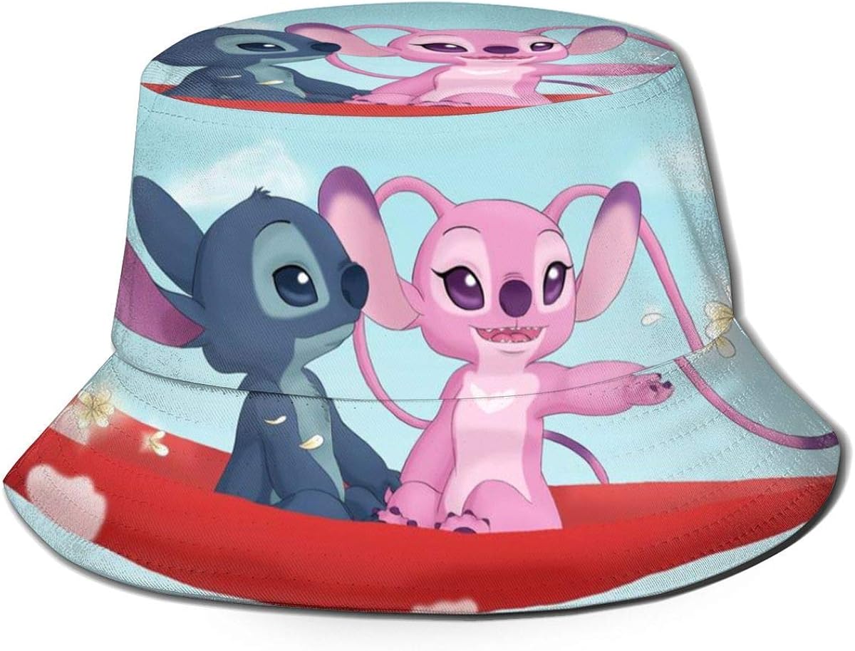 leiqing Stitch Bucket hat Fisherman's Hats Unisex Printed DoubleSided