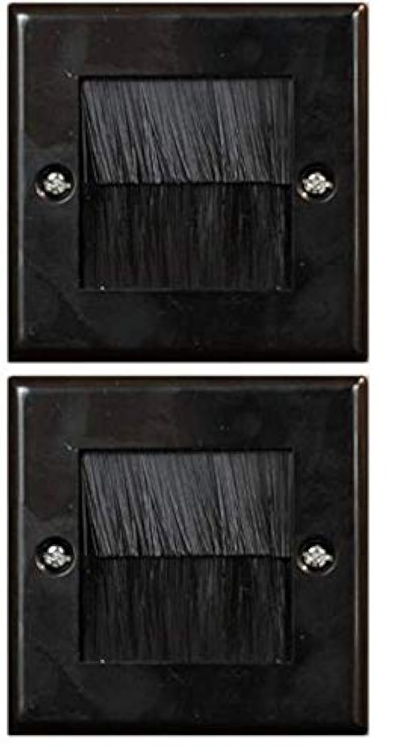 electrosmart Black Single Gang Brush Strip Wallplate/Wall Plate/Faceplate Cable Tidy for Wall Mounted Plasma TV etc (Quantity 2)