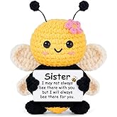 Gleevera Sister Birthday Gifts, Sister Gifts from Sisters Brother, My Forever Soul Sisters Birthday Valentines, Mini Crochet Bee Affirmation Support Presents, Cute Handmade Knitted Decor