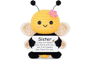 Gleevera Sister Gifts for Christmas, Christmas Sister Gifts from Sisters Brother, My Forever Soul Sisters Gift for Women, Mini Crochet Bee Affirmation Support Presents, Cute Handmade Knitted Decor