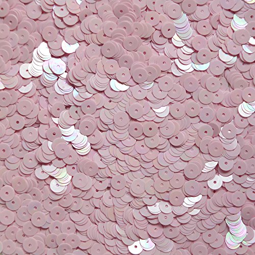 6mm Flat Round Sequins ~ Opaque Light Pink Iris Rainbow ~ Made in USA. Loose paillettes for embroidery, bridal, applique, arts, crafts, and embellishment.