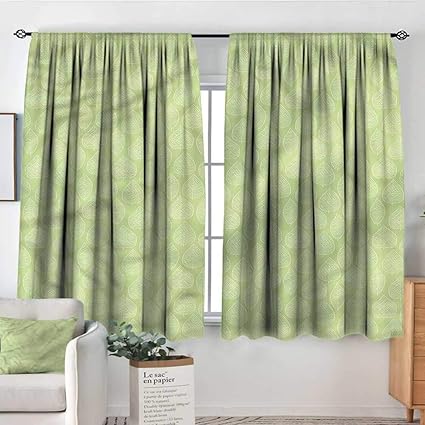 Amazon Com Green And White Curtains Drapes Stylized Leaves 104
