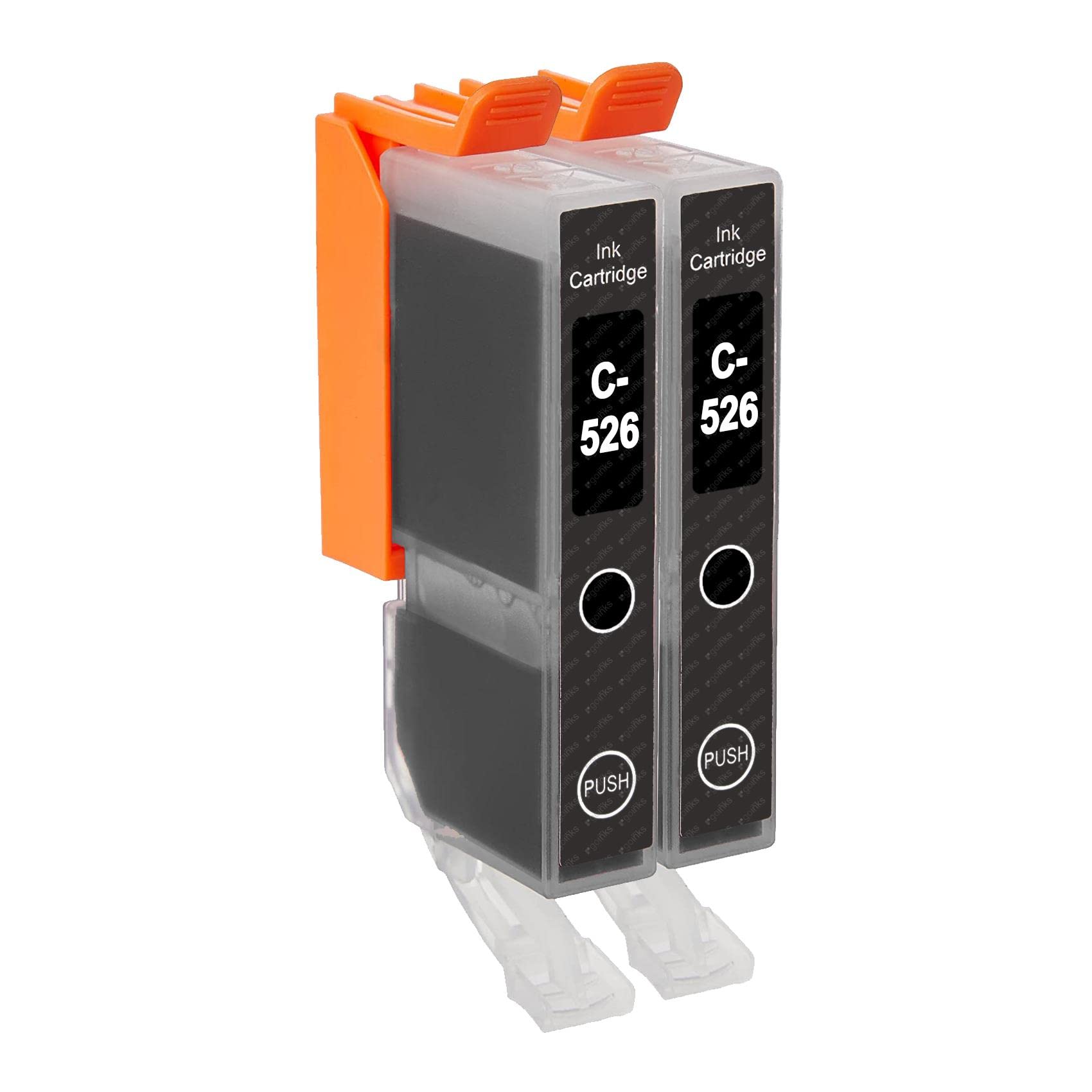 Go Inks C-526Bk Compatible Black Ink Cartridge to repalce Canon CLI-526Bk for use with Canon PIXMA Printers (Pack of 2)