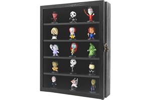 FramePro 11x14 Display Case with Adjustable Shelves Black, 4-Tier Memory Shadow Box for Wall, Deep Wooden Keepsake Display Shelf with Locking Door for Memorabilia, Photos, Medals, Wedding, Home Decor