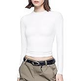 PUMIEY Women's Long Sleeve T Shirts Crew Neck Slim Fit Tops Sexy Basic Tee Smoke Cloud Pro Collection