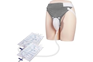 OPSTRA YEE Wearable Urine Collector Set with Urine Catheter Bag (1000ml & 2000ml), Silicone Urine Catching Capsule with 1.2M Urinary Catheter and Breathable Cotton Pants for Anti Reflux for Elderly Men Grey
