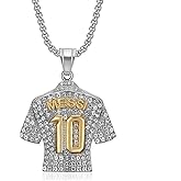 Soccer Jersey 10 Pendant Necklace for Men, Football Iced Out Sports Charm Jewelry, Rock Number 10 Soccer Players Necklace