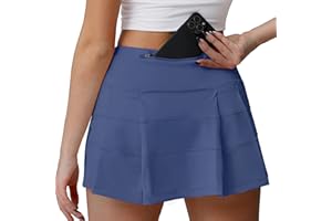 Husnainna High Waisted Pleated Tennis Skirt with Pockets Athletic Golf Skorts for Women Casual Workout Built-in Shorts