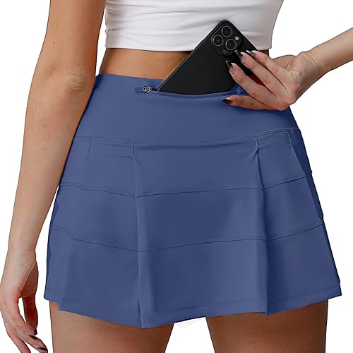 Husnainna High Waisted Pleated Tennis Skirt with Pockets Athletic