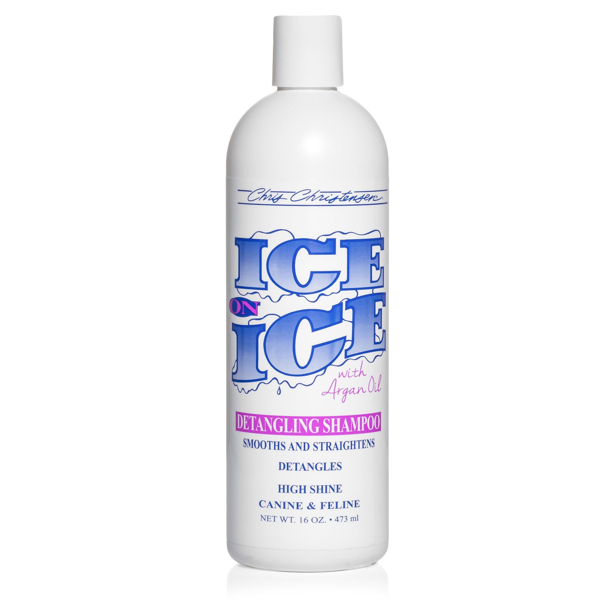 Chris Christensen Ice on Ice Dog Shampoo - Detangling Shampoo for Dogs - Designed for Dull, Dry or Damaged Coats - Detangles & Revives Coat - Infused with Argan Oil to Reduce Frizz - Adds Shine, 473ml