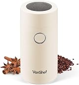 VonShef Electric Coffee Grinder 60g 150W Cream Stainless Steel Blades