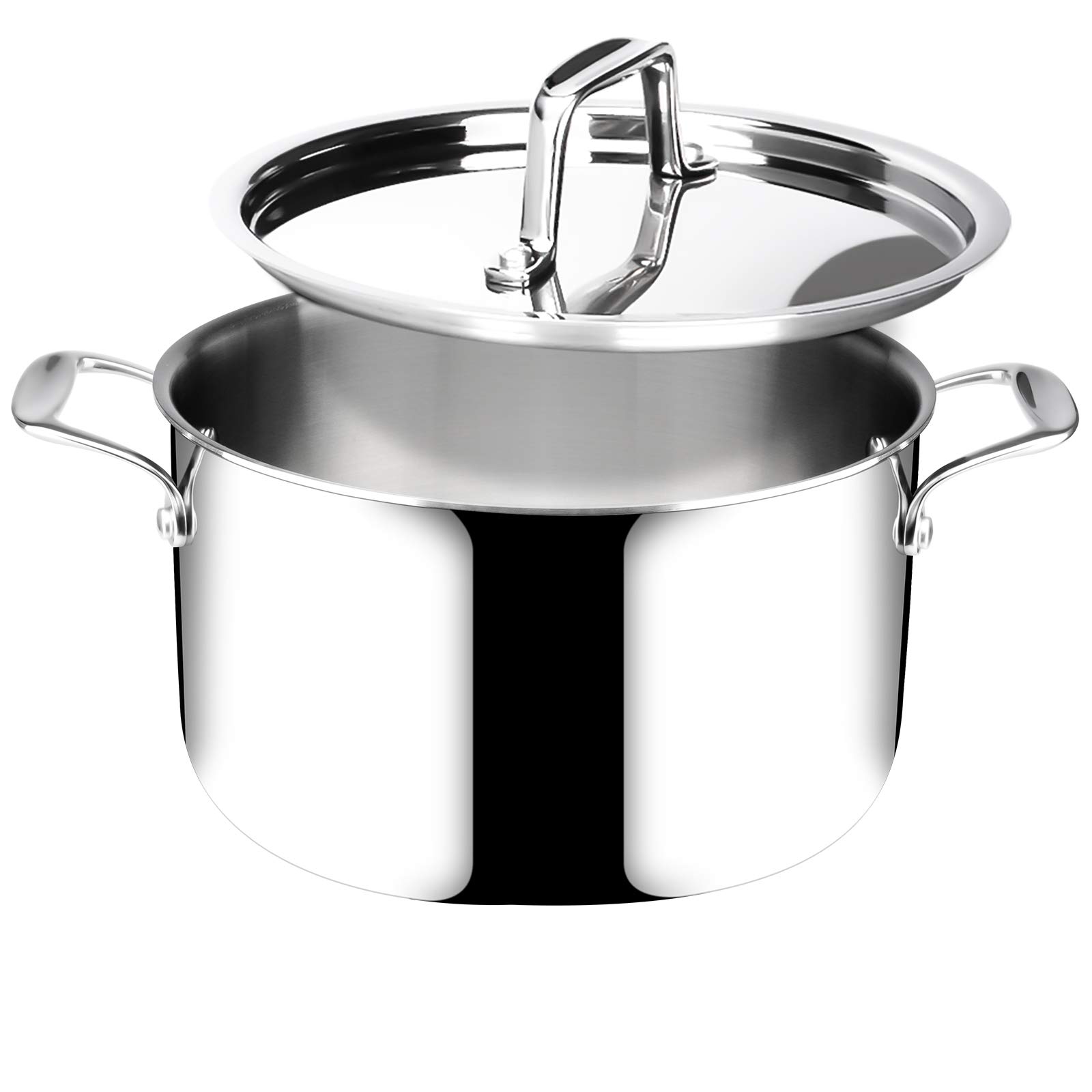Photo 1 of Duxtop 6.5 Quart Stainless Steel Stock Pot with Lid, 3-Ply Cooking Pot for Soup, Rice, Stew, Oven and Dishwasher Safe, Compatible with Induction, Ceramic, Halogen, Gas Stove