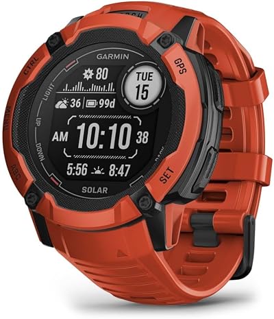 Garmin Instinct 2X Solar 50mm GPS Smartwatch Flame Red Battery Life Solar
