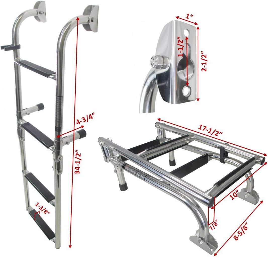 Ocenasouth Stainless Steel Folding Transom Boat Ladder – 2 Steps, MA 031