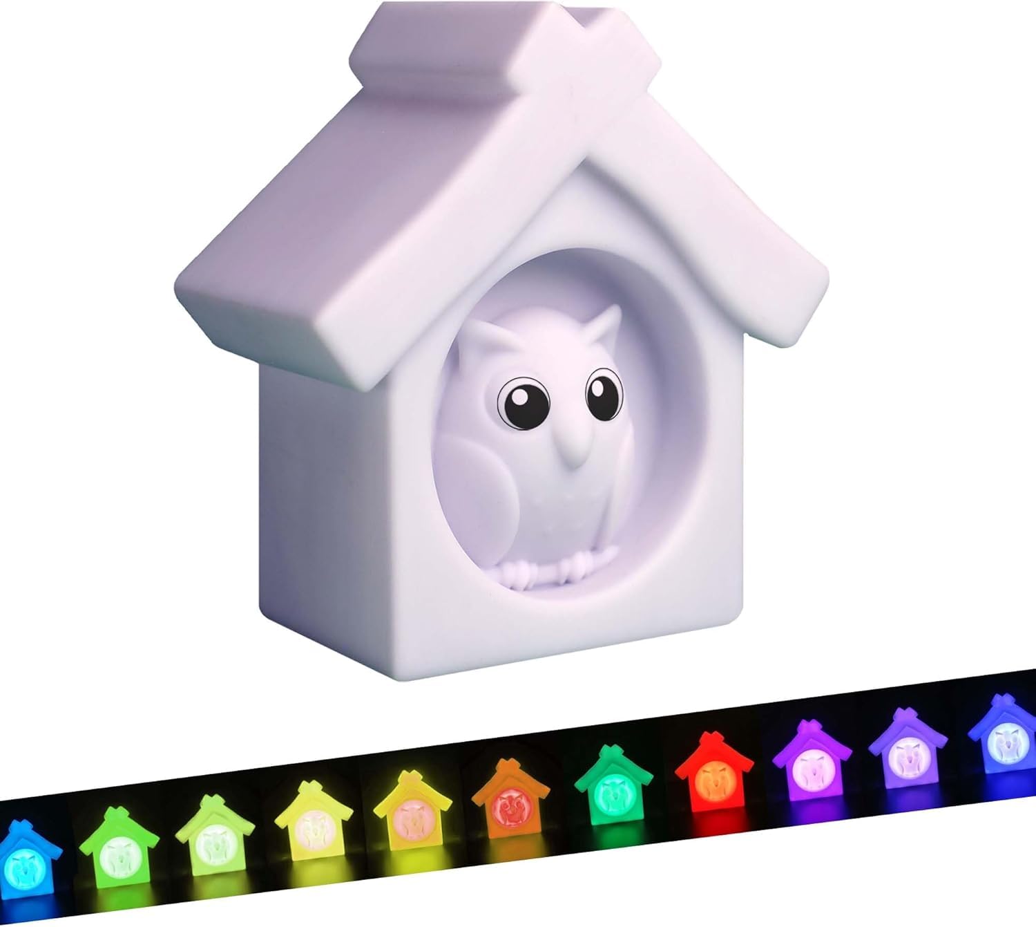 Crazy Safety White Owl Light My Night LED Night Light Kids | 16 Colour Variations, USB Rechargeable, Remote Controlled | Dimmable, Multicoloured