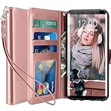 Galaxy S8 Case, LK [Wrist Strap] Luxury PU Leather Wallet Flip Protective Case Cover with Card Slots and Stand for Samsung Galaxy S8 (Rose Gold)