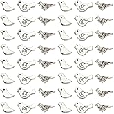 SUNNYCLUE 1 Box 150Pcs 3 Styles Metal Bird Beads Silver Birds Bead Bulk Alloy Antique Tibetan Small Flying Animal Connector Spacer Charm Beads for Jewelry Making Bracelet Necklace Earrings DIY Crafts
