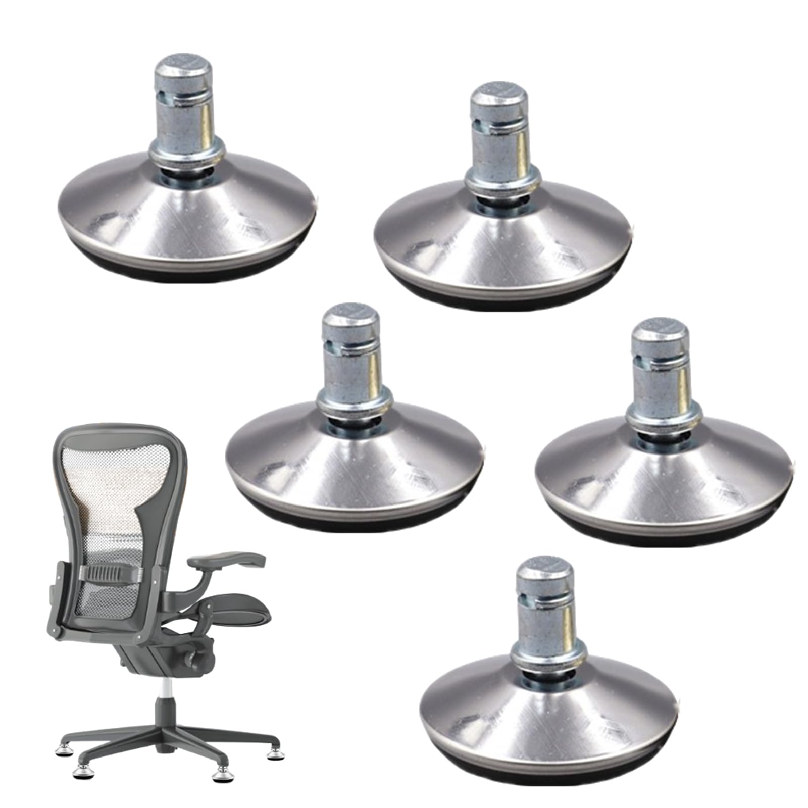 5 PCS Office Chair Wheels Sturdy Office Chair Casters Anti-Slip Bell Glides Low Proffile Replacement Fixed Stationary Foot for Wood Floors and Carpet
