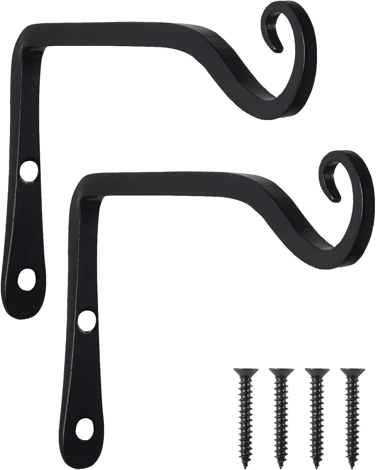FEED GARDEN Wall Hook Hanging Plant Bracket 6 Inch, Decorative Straight Plant Hanger for Hanging Bird Feeders, Wind Chimes, Flower Baskets, Lanterns, Indoor/Outdoor Use 2 Pack,Black