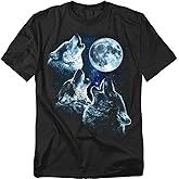 Popfunk Howling at The Moon Wolf Pack T Shirt – Mystic Nature Wildlife Tee for Men or Women, Unisex Adult