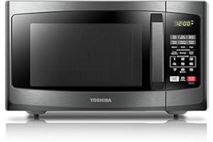 Toshiba EM925A5A-BS Microwave Oven with Sound On/Off ECO Mode and LED Lighting, 0.9 Cu Ft/900W, Black Stainless Steel